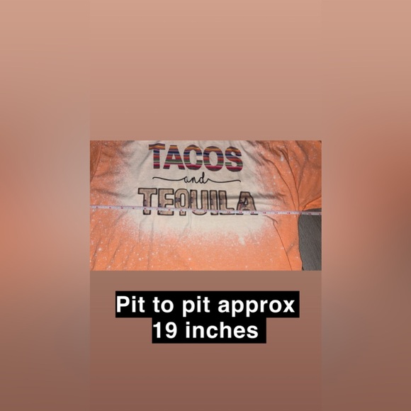 Tultex Women’s Size Large Graphic Tee Shirt Tacos & Tequila Orange Boutique EUC - Picture 4 of 6